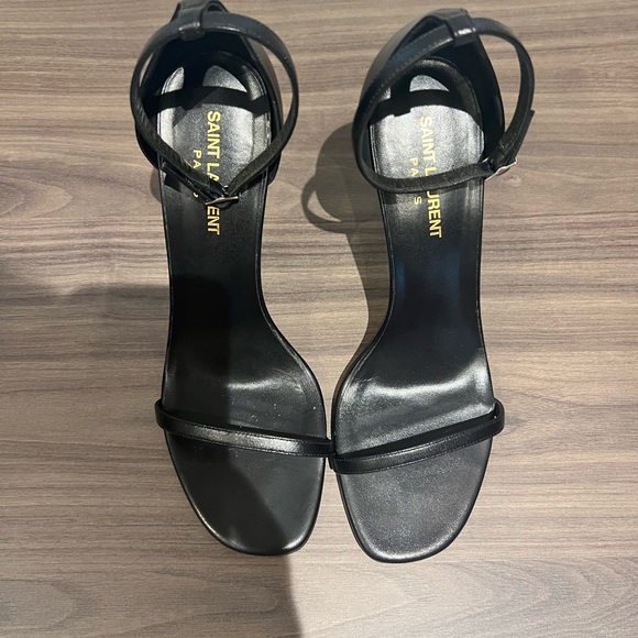 Saint Laurent - Jane 105mm Black Ankle Strap Sandals - Picture 3 of 6